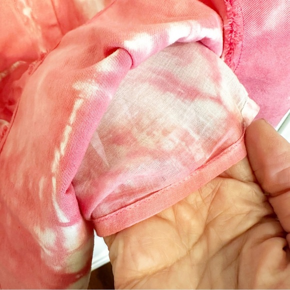 LoveShackFancy Landen Women’s Pink Tie Dye Tiered Ruffle Mini Skirt Cotton Y2K - Picture 8 of 12